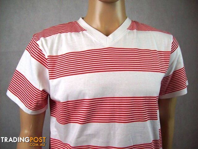 New Men's Southpole T-Shirt - Horizontal Red&White Stripe - Large - photo 3 of 6