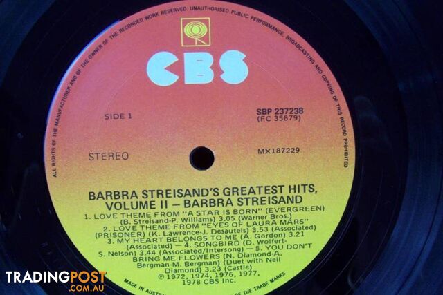 Barbara Streisands Greatest Hits Volume 2 - 33 1/3 RPM - photo 3 of 6