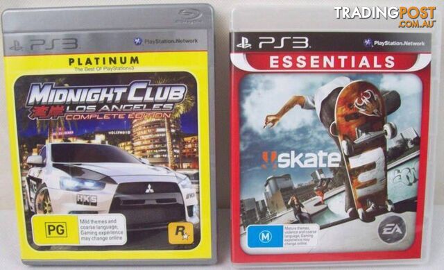 Playstation 3 PS3 Games Bundle - Skate 3 plus Midnight Club LA
