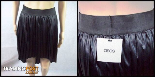 New Asos Evening Pleeted Skirt With Band Waist Black Dress Size12