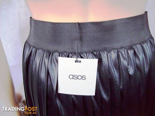 New Asos Evening Pleeted Skirt With Band Waist Black Dress Size12 - photo 4 of 4