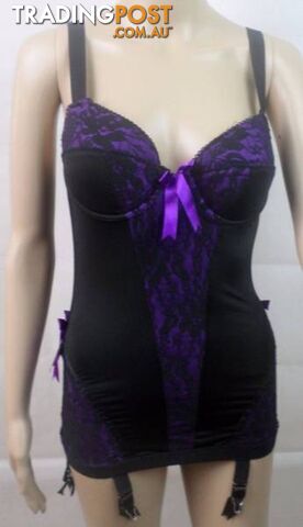Authentic Leg Avenue Purple and Black Lace Up Corset and Bustier