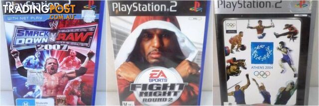 PS2 Games - Smack Down vs Raw 2007, Fight Night Round 2, Athens 2