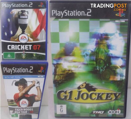Playstation 2 Cricket 07 TheAshes, TigerWoods Tour08 G1 Jockey