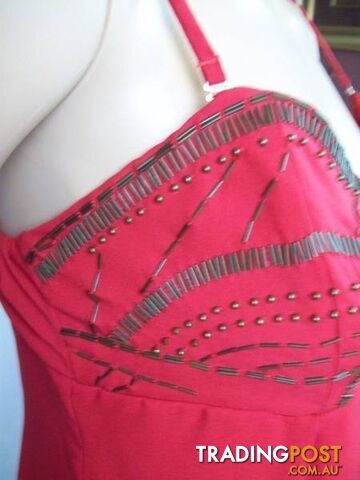 New Women's Ladakh Spaghetti Strap Short Dress - Red - Size 12 - photo 4 of 5