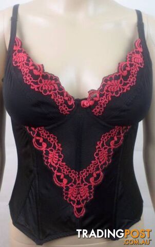 Authentic Bassoni Lingerie Red and Black Corset - Size 10DD