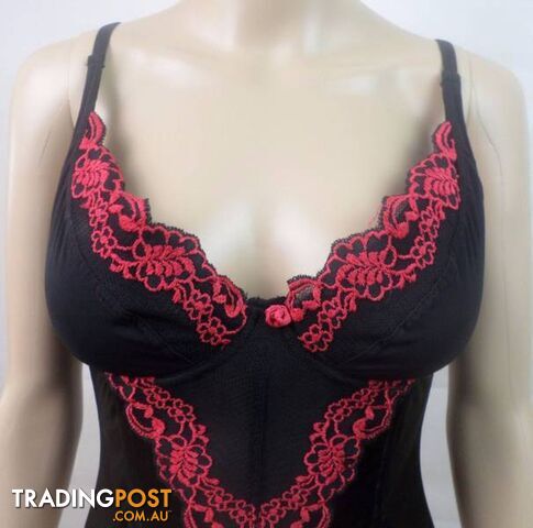 Authentic Bassoni Lingerie Red and Black Corset - Size 10DD - photo 2 of 6