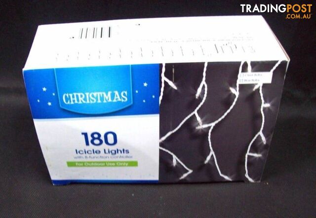 Christmas Xmas Lights - 180 Blue Icicle with 8 function Controll