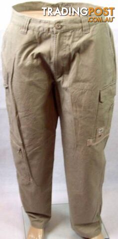 Mens Hard Yakka Work Cargo Pants - Khaki Brown Trousers Size 87R