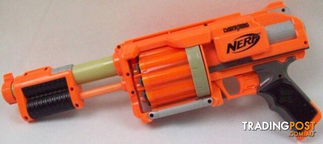 Nerf Dart Tag Fury Fire Pump Action Blaster- Gun Holds & 10 Darts