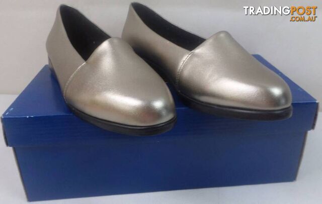 New Womens Diana Ferrari Supersoft Leather Shoes - Pewter Size 8