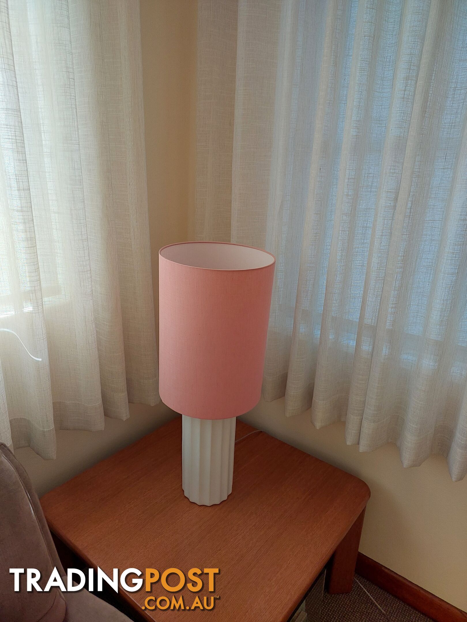 ATTRACTIVE ROSE COLOURED FABRIC COVERED LAMP SHADE ONLY -- $60 -- COLLECT IN MAROUBRA