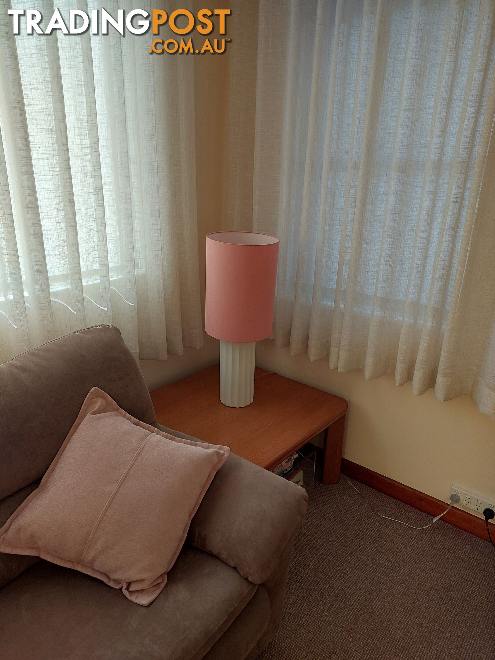 ATTRACTIVE ROSE COLOURED FABRIC COVERED LAMP SHADE ONLY -- $60 -- COLLECT IN MAROUBRA