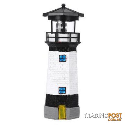 LED Solar Lighthouse Rotating Light Beacon Lamp Home Garden Yard Outdoor Decor - KSN-BG00212347-B-WHITE