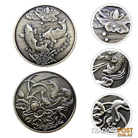 2pcs Antique Commemorative Coin Koi Fish Bronze Coins Mini - 3123420359798 - YJN-OFH010353039FFUPZS