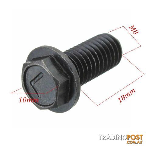 2-Saw Blade Bolt M8 x 18mm Left Hand Thread  ( Free Shipping ) Black Metal Hex Head Flange Carbon Steel (2 )