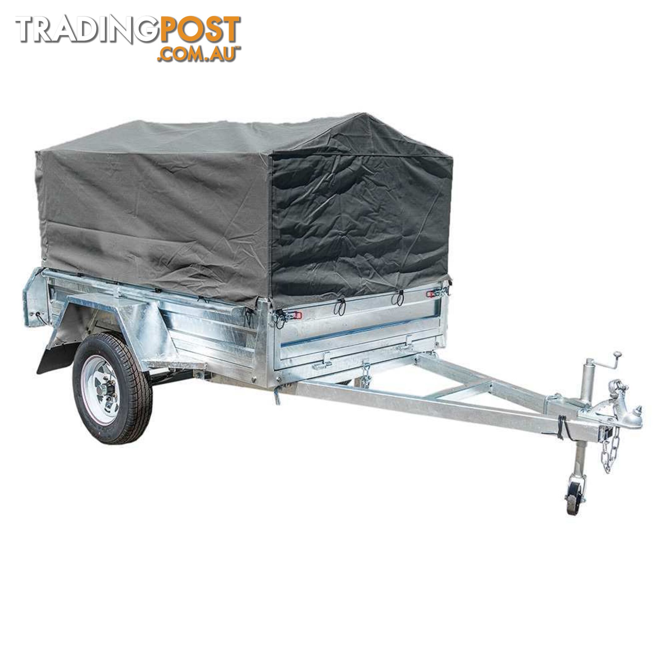 NEW GPT CAGED 6X4 600MM TRAILER COVER, GREEN/GREY WOVEN CANVAS