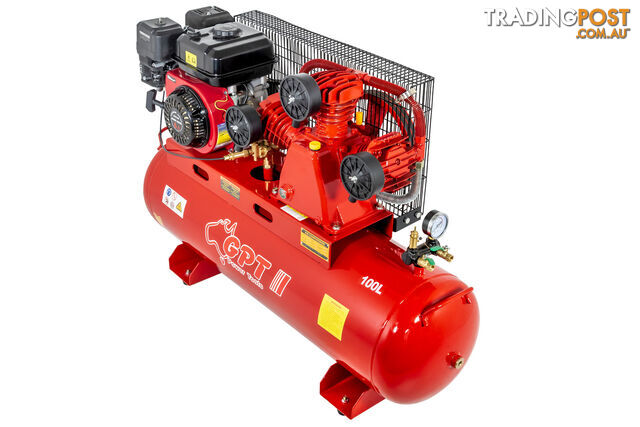 T20- 145 PSI 100L AIR COMPRESSOR 6.5HP PETROL 120 LITRE
