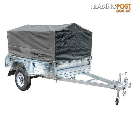 NEW GPT CAGED 8X5 600M TRAILER COVER, GREEN/GREY WOVEN CANVAS - photo 3 of 7