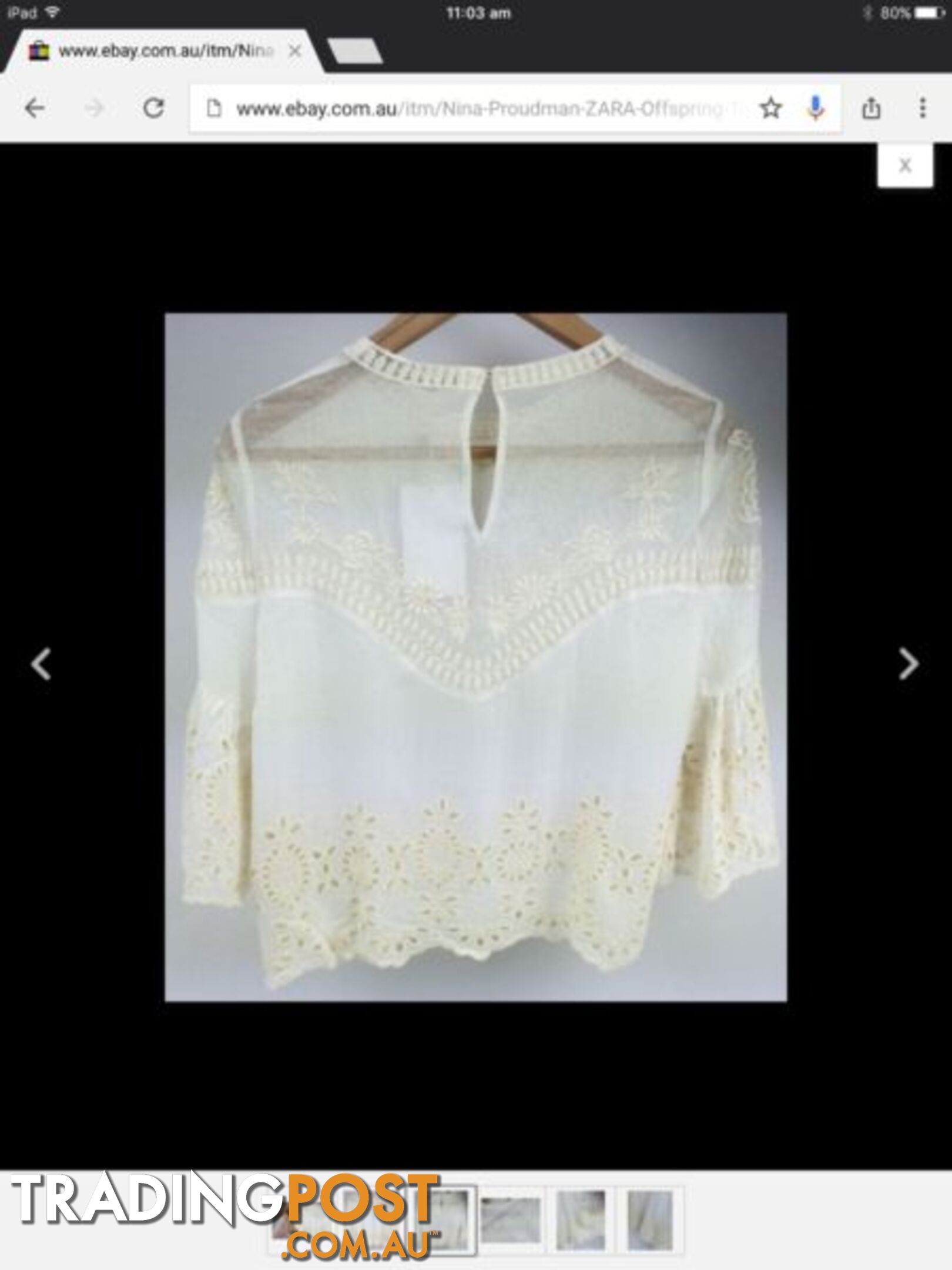 New Zara " Nina Proudman " Lace Bell Sleeve Blouse