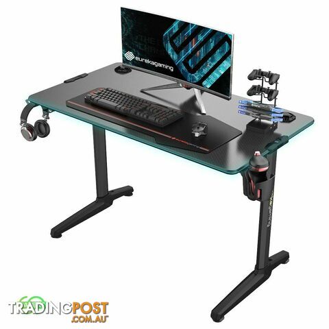 Eureka Ergonomic Gaming Computer Desk 44 inch Home Office Gaming PC Tables New Polygon Legs Design with RGB LED Lights, Colonel Series GIP-44B, Black - 06941471170608 - ACH-ERK-GIP-44B