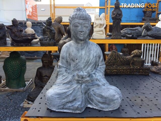 STATUE SITTING BUDDHA w/ CANDLE 50cm (GREY)