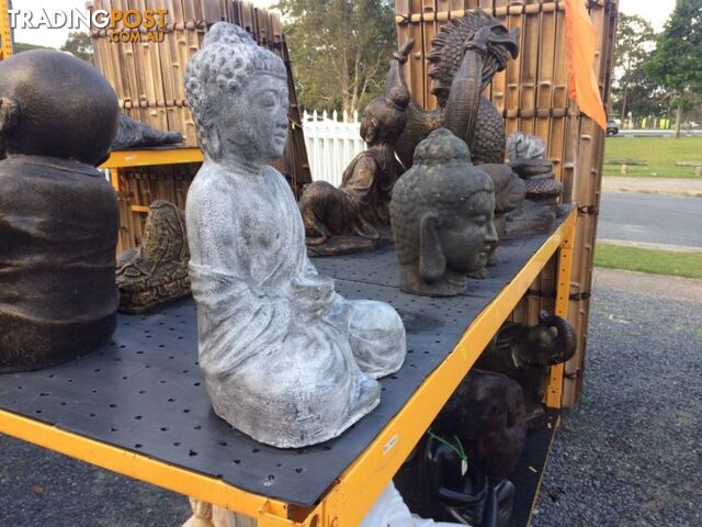 STATUE SITTING BUDDHA w/ CANDLE 50cm (GREY)