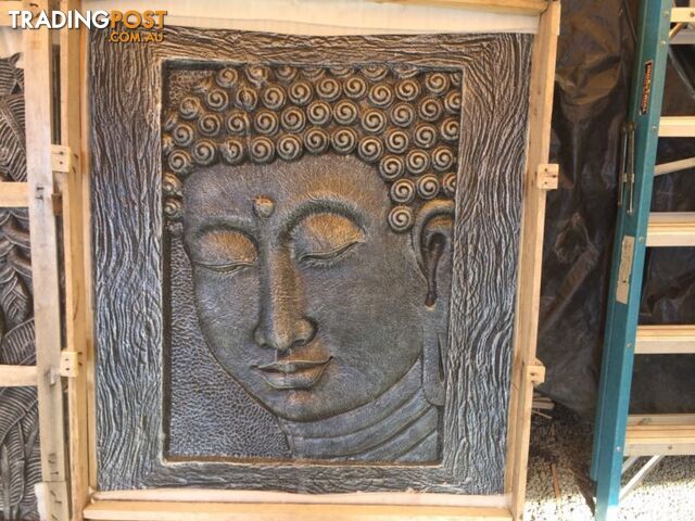 WALL PLAQUE BUDDHA FACE ON FRAME 120X100cm (BLK SILVER)