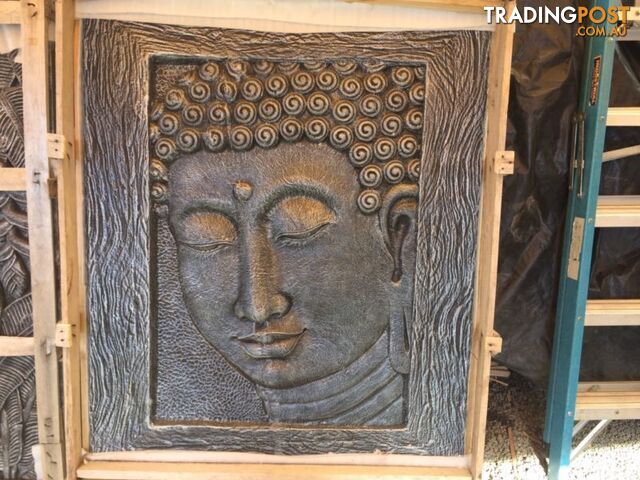 WALL PLAQUE BUDDHA FACE ON FRAME 120X100cm (BLK SILVER)