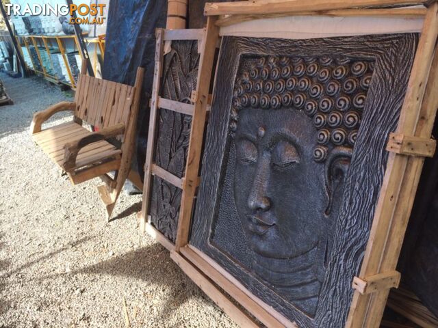 WALL PLAQUE BUDDHA FACE ON FRAME 120X100cm (BLK SILVER) - photo 3 of 4