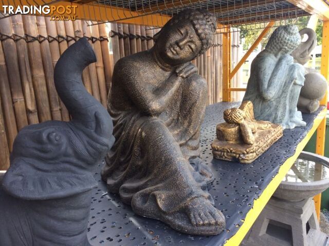 STATUE BUDDHA RESTING 70cm (BLK GOLD)