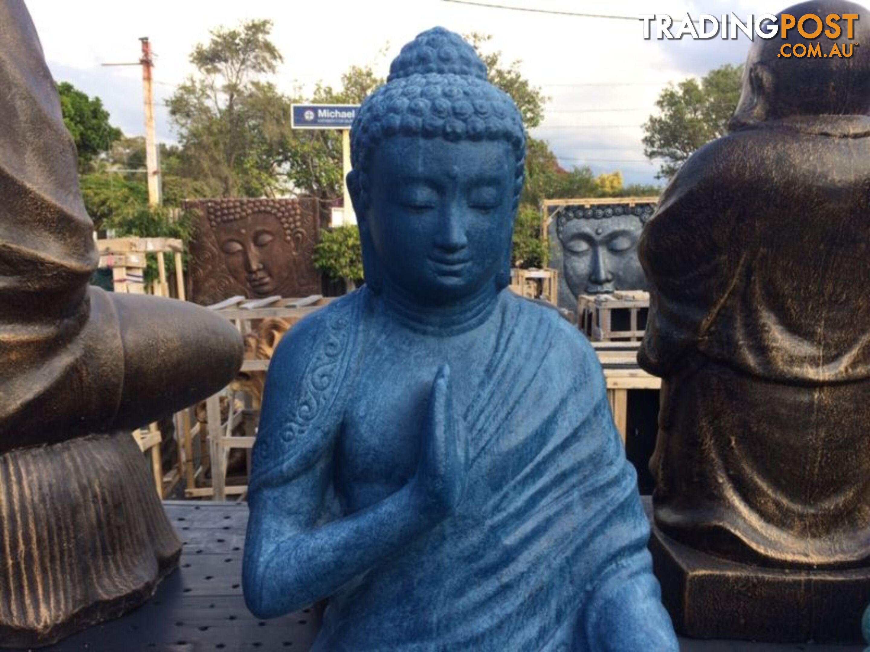 STATUE SITTING BUDDHA MEDITATION 60cm (BLUE)