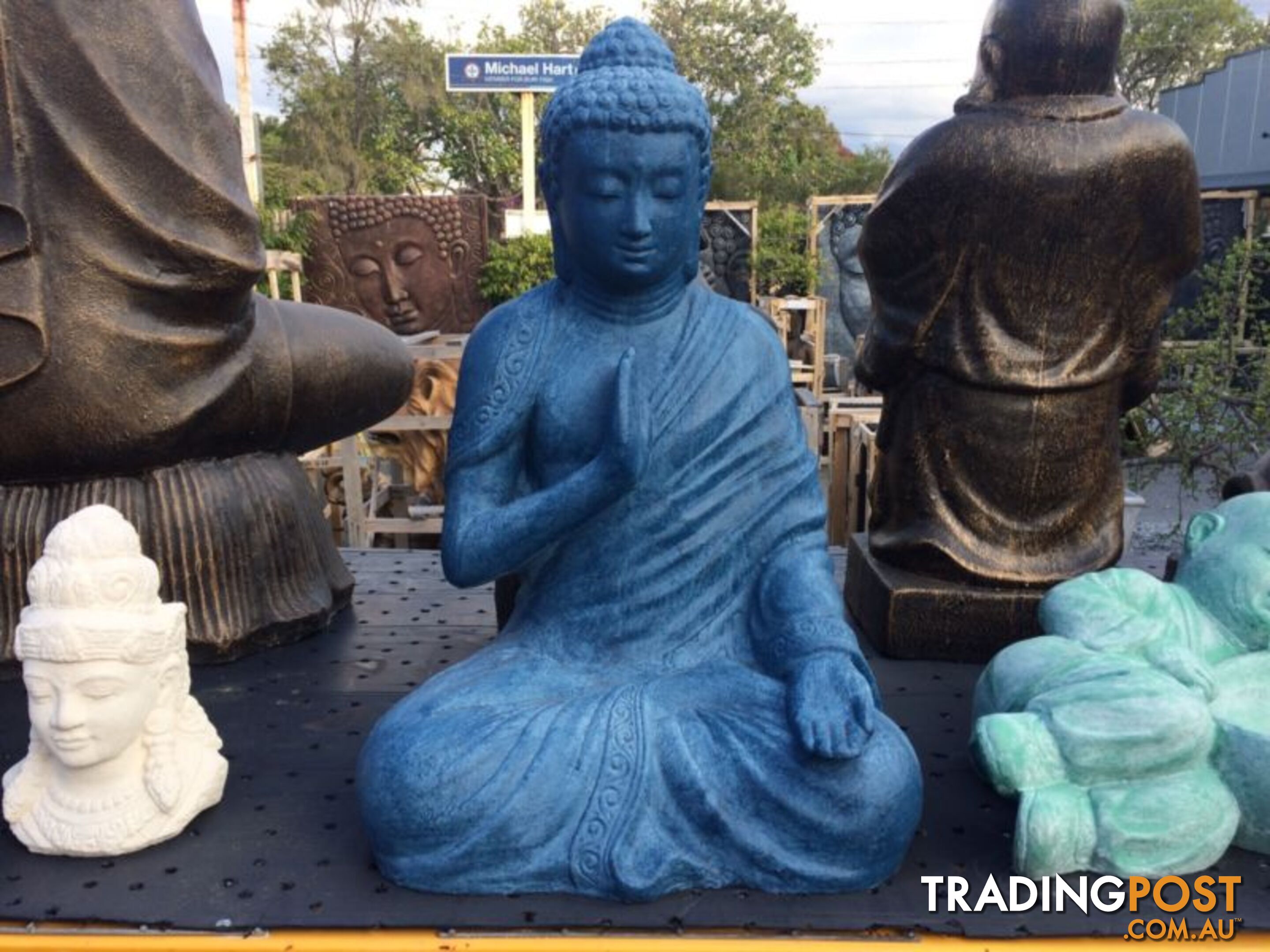 STATUE SITTING BUDDHA MEDITATION 60cm (BLUE)