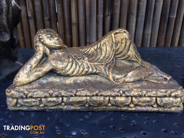 SLEEPING BUDDHA 50cm STATUE (BLK GOLD)