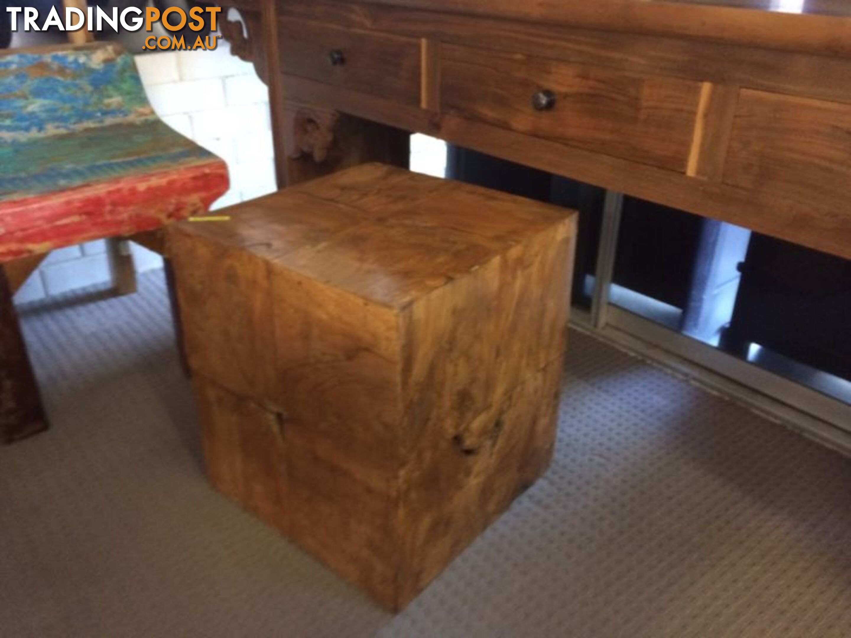 TEAK SQUARE TABLE PLANT STAND