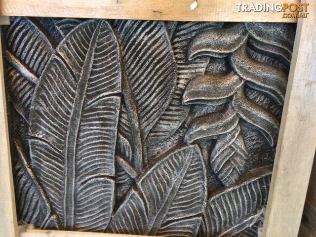 WALL PLAQUE BANANA LEAF 146x60x7cm (BLK SILVER)