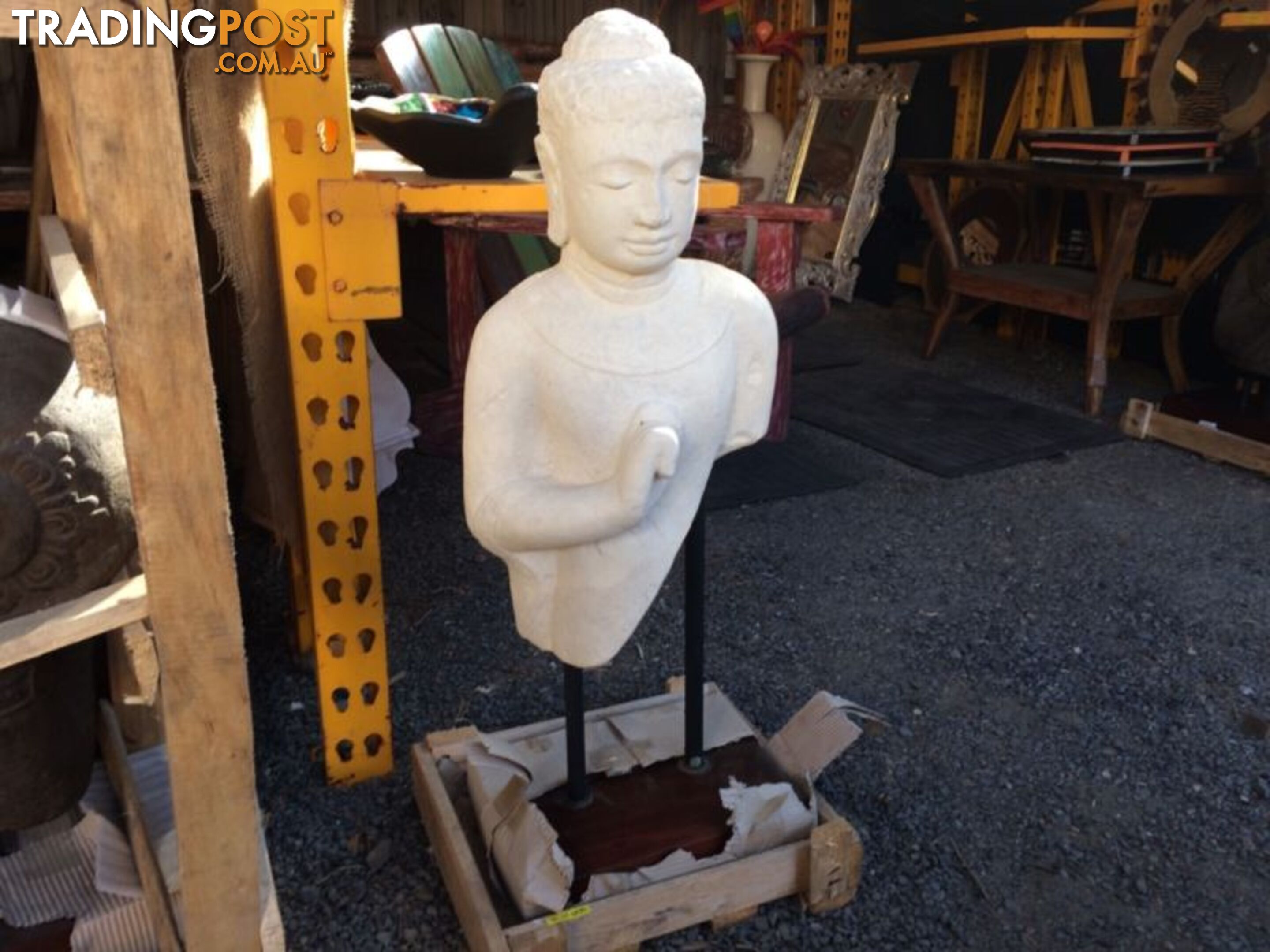 STATUE STONE BUST ON STAND 90cm (WHITE)