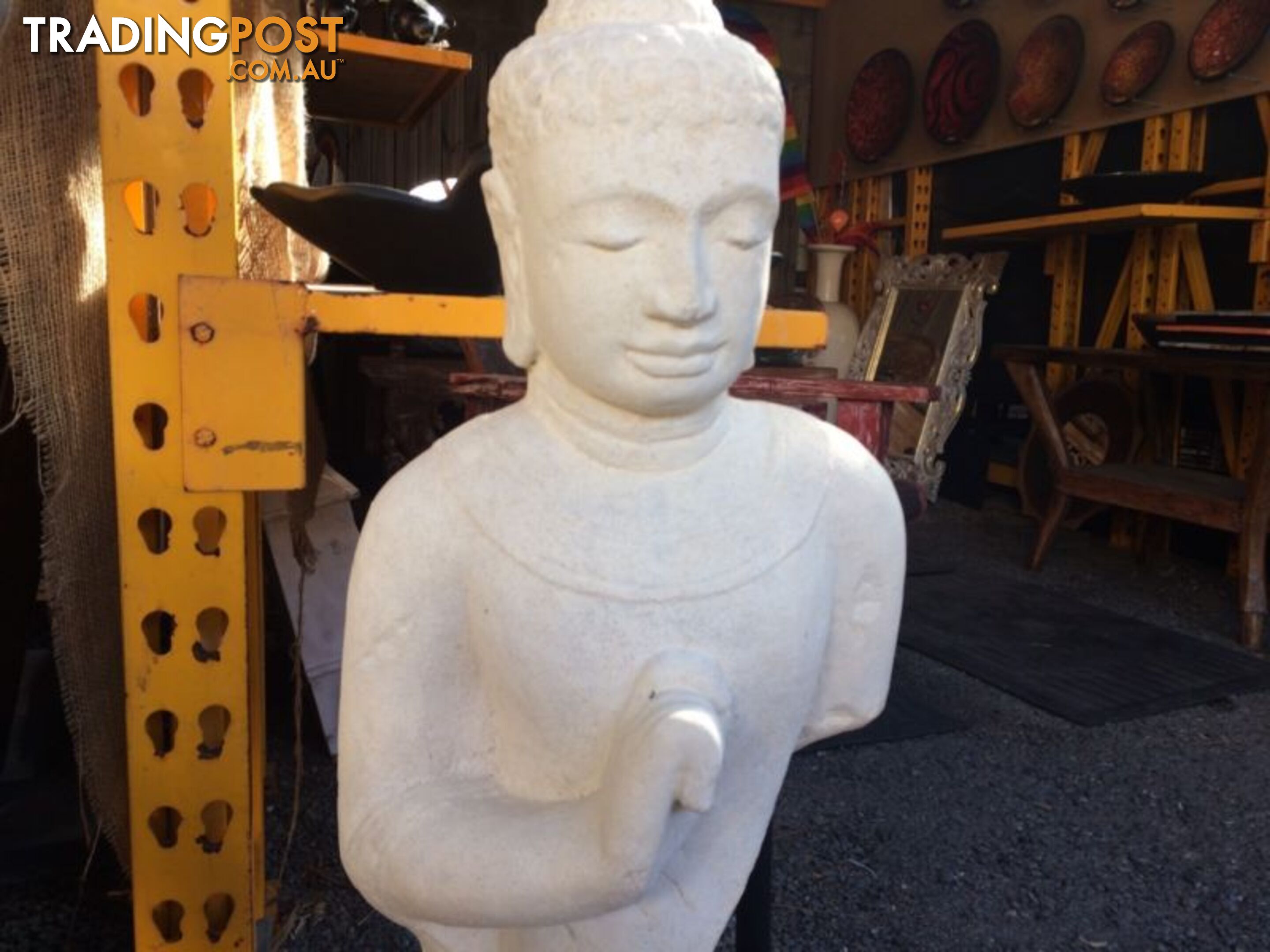 STATUE STONE BUST ON STAND 90cm (WHITE)