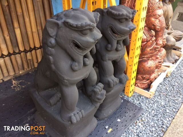 STATUE ANIMAL SET OF 2 FOO LIONS 85x55x35cm (BLACK)