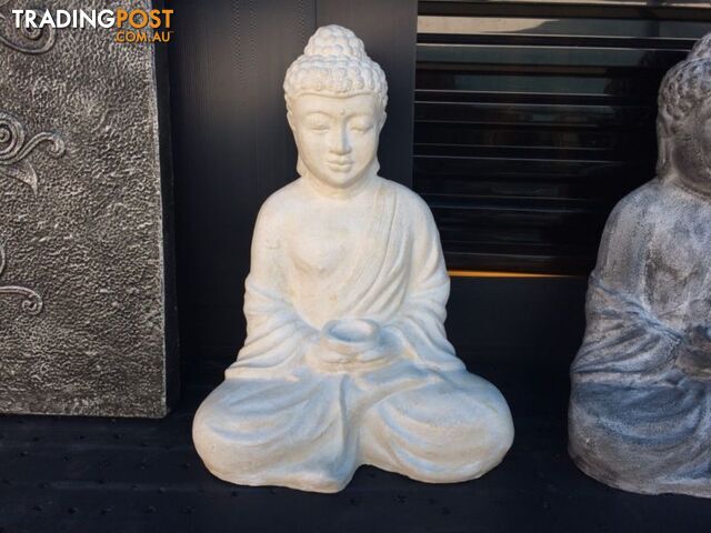 STATUE SITTING BUDDHA w/CANDLE 50cm (CREAM)