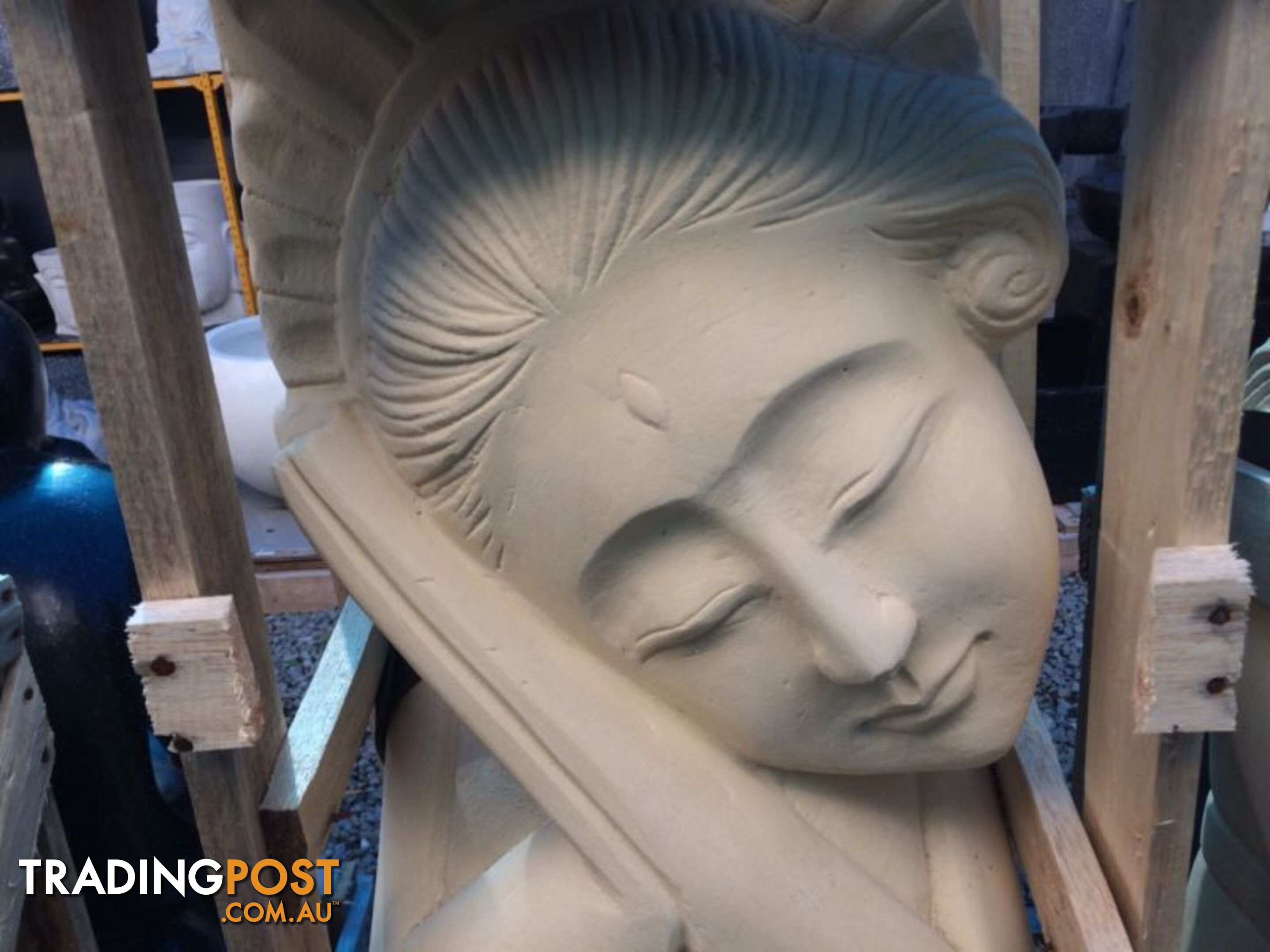 STATUE LAZY A PAIR OF BALINESE LADY 100x30x30cm (CREAM)