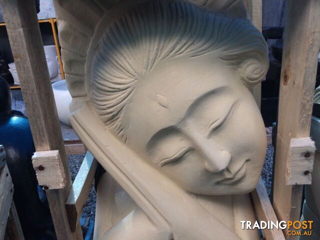 STATUE LAZY A PAIR OF BALINESE LADY 100x30x30cm (CREAM)