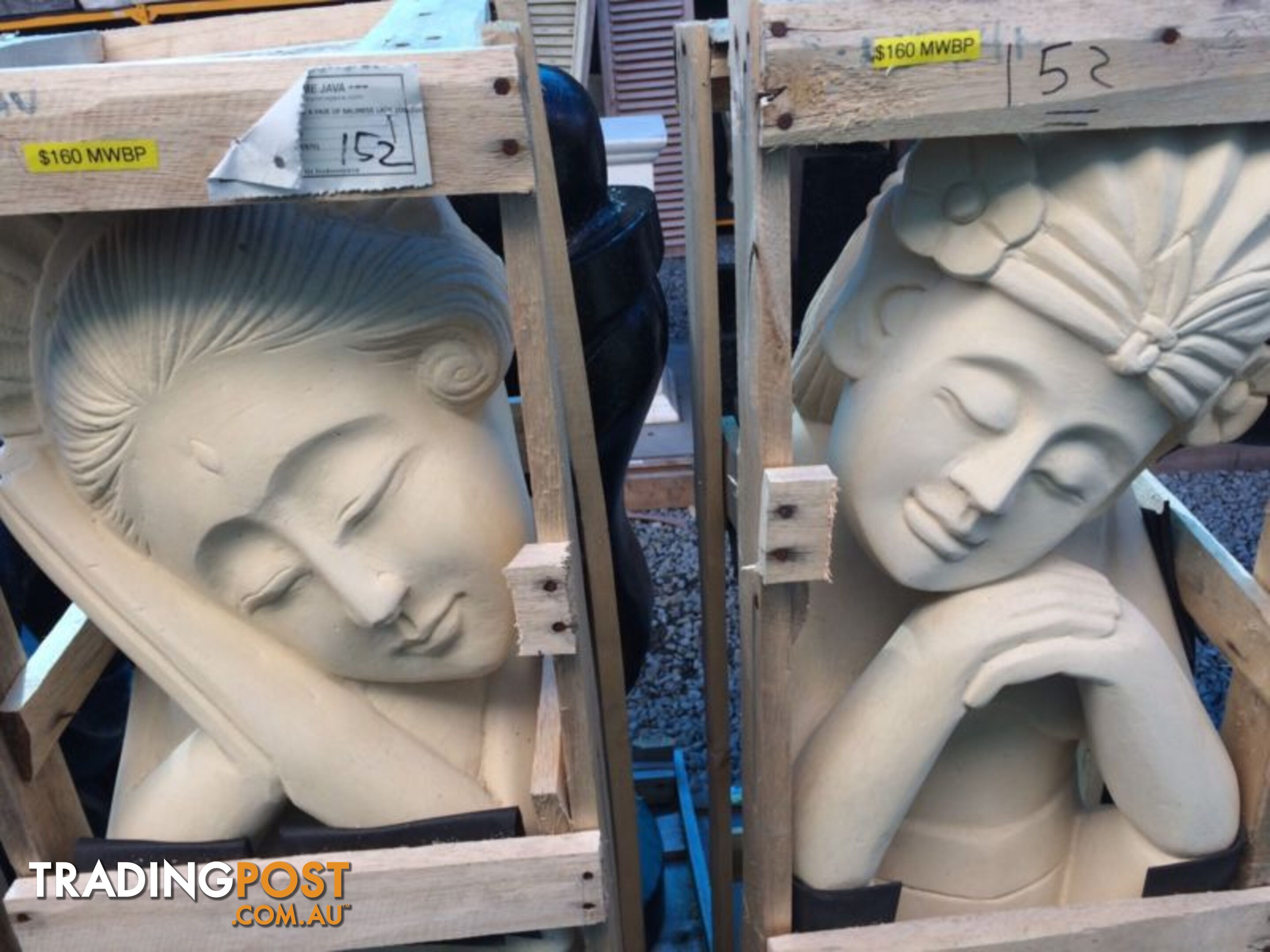 STATUE LAZY A PAIR OF BALINESE LADY 100x30x30cm (CREAM)