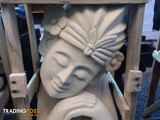 STATUE LAZY A PAIR OF BALINESE LADY 100x30x30cm (CREAM)