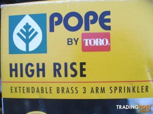 POPE HIGH RISE EXTENDABLE BRASS 3 ARM SPRINKLER NEW IN BOX