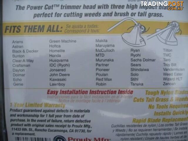 Power Cut Nylon Swing Blade Trimmer Head Fits 99% of all MODELS