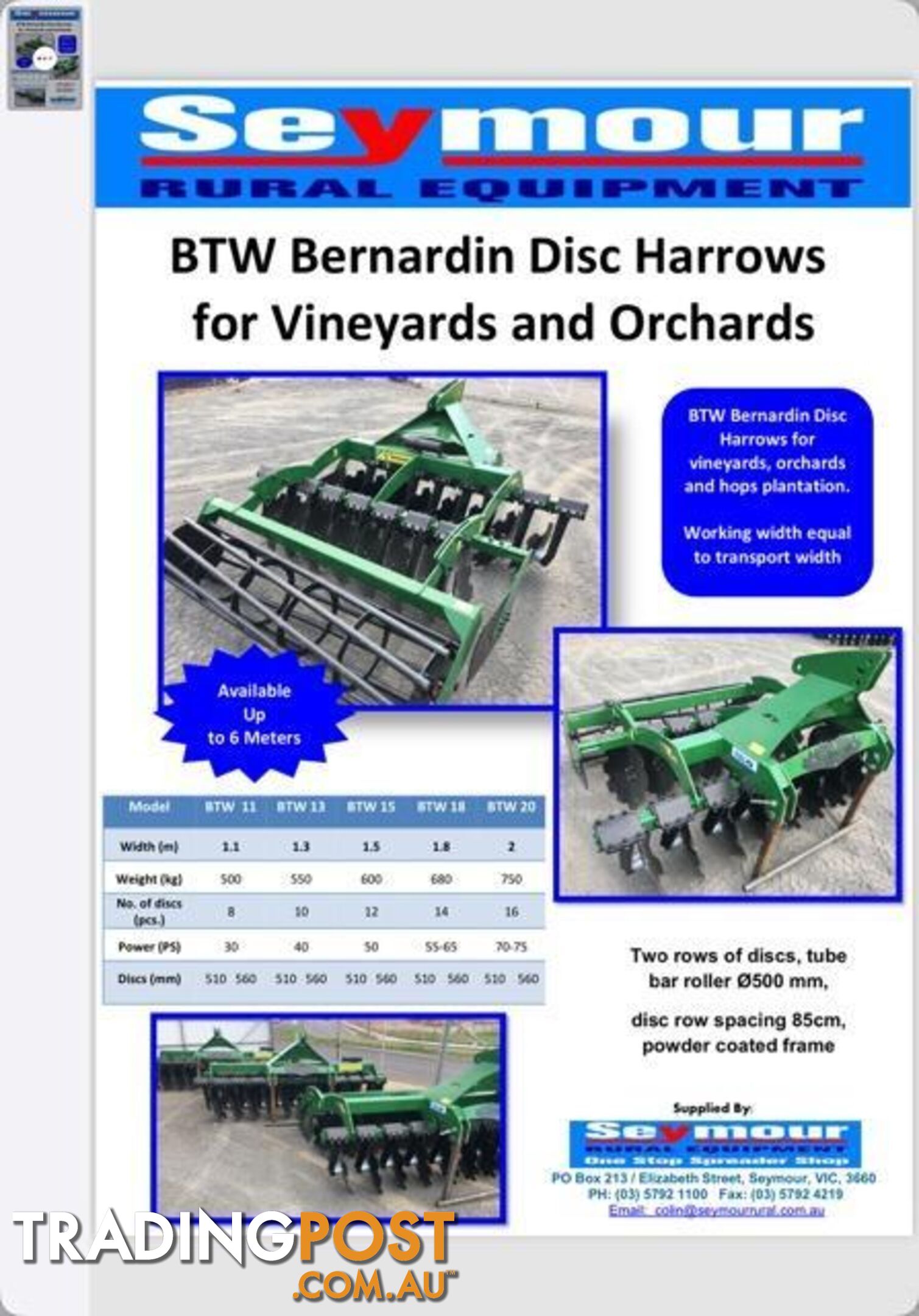 Bernardin 1500/1800 Speed Discs Disc Plough Tillage Equip