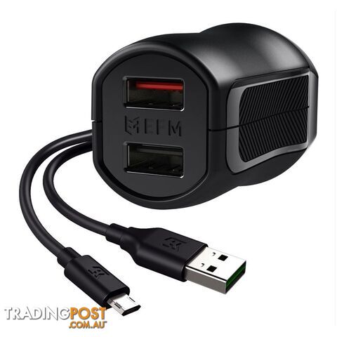 EFM 17W Dual Wall Charger with Flipper Micro USB Cable - Black