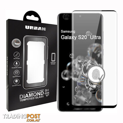 Urban Diamond Tempered Glass Screen Protector For Samsung S20 Ultra - GLASSGS20UDIABLK - Black - 9017236607379