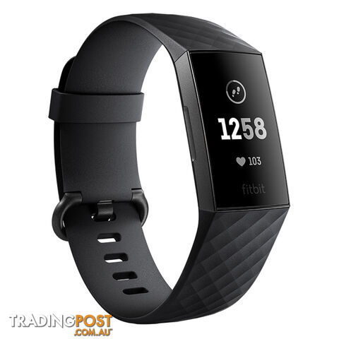 Fitbit Charge 3 Advanced Health and Fitness Tracker - Black/Graphite Aluminium -...